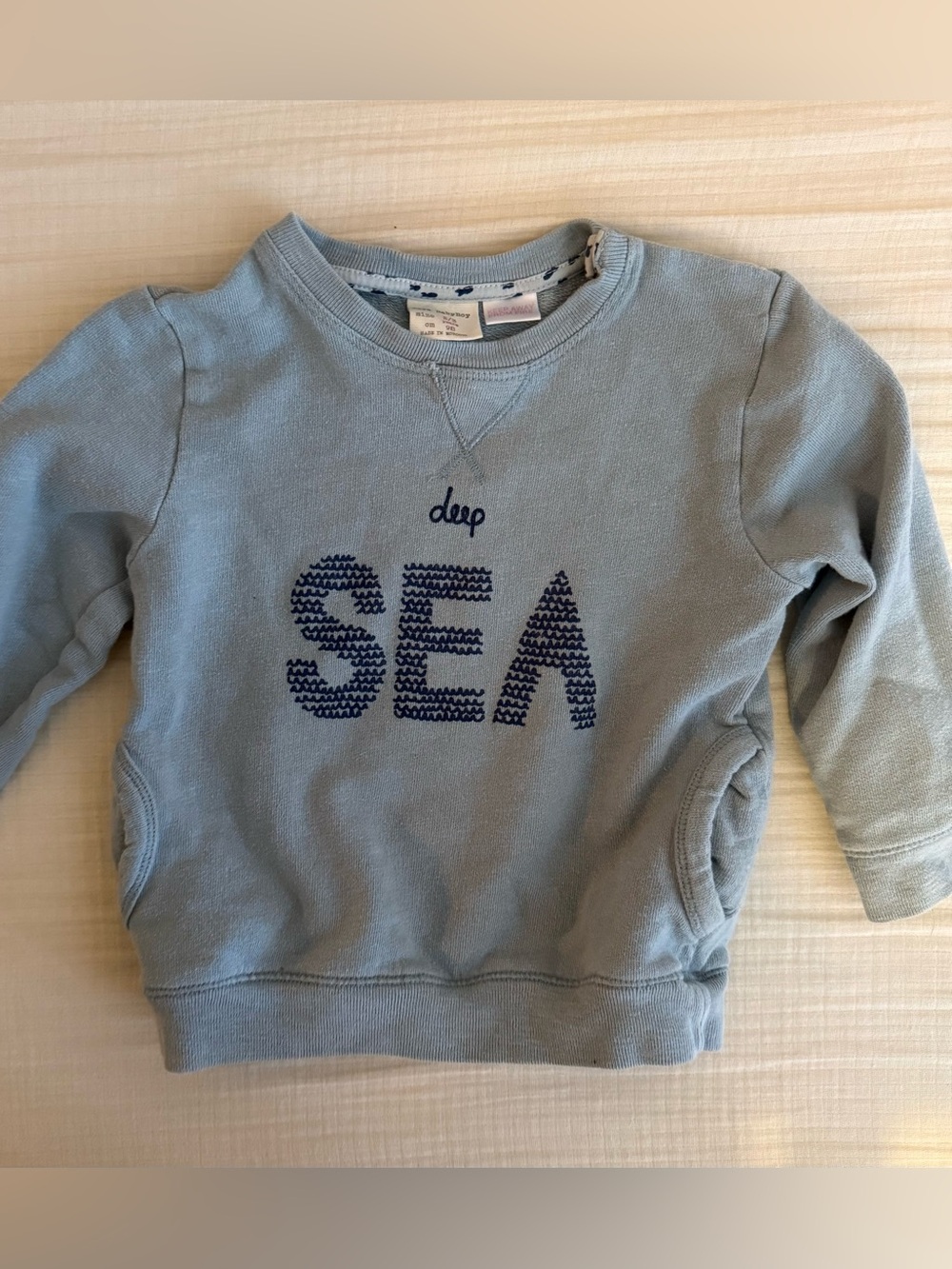 Zara Toddler Boys Deep Sea Sweatshirt- size 2/3 T - Blue EUC